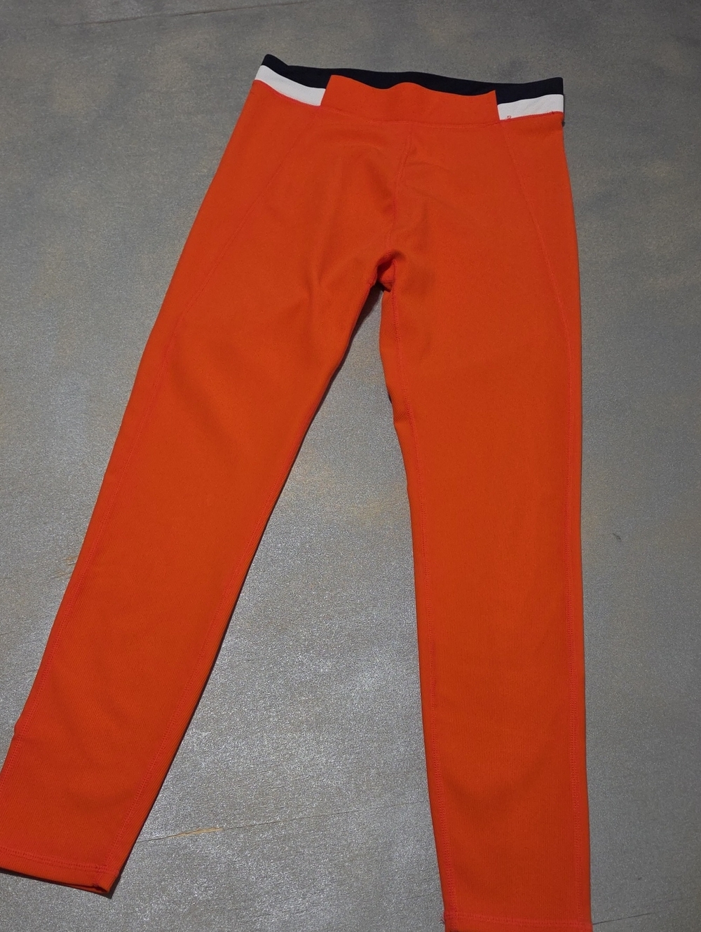 Women's Orange Athletic Leggings with Contrast Waistband